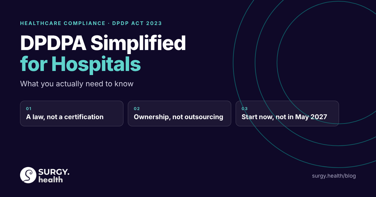 DPDPA simplified for hospitals: law, not certification; ownership, not outsourcing; start now