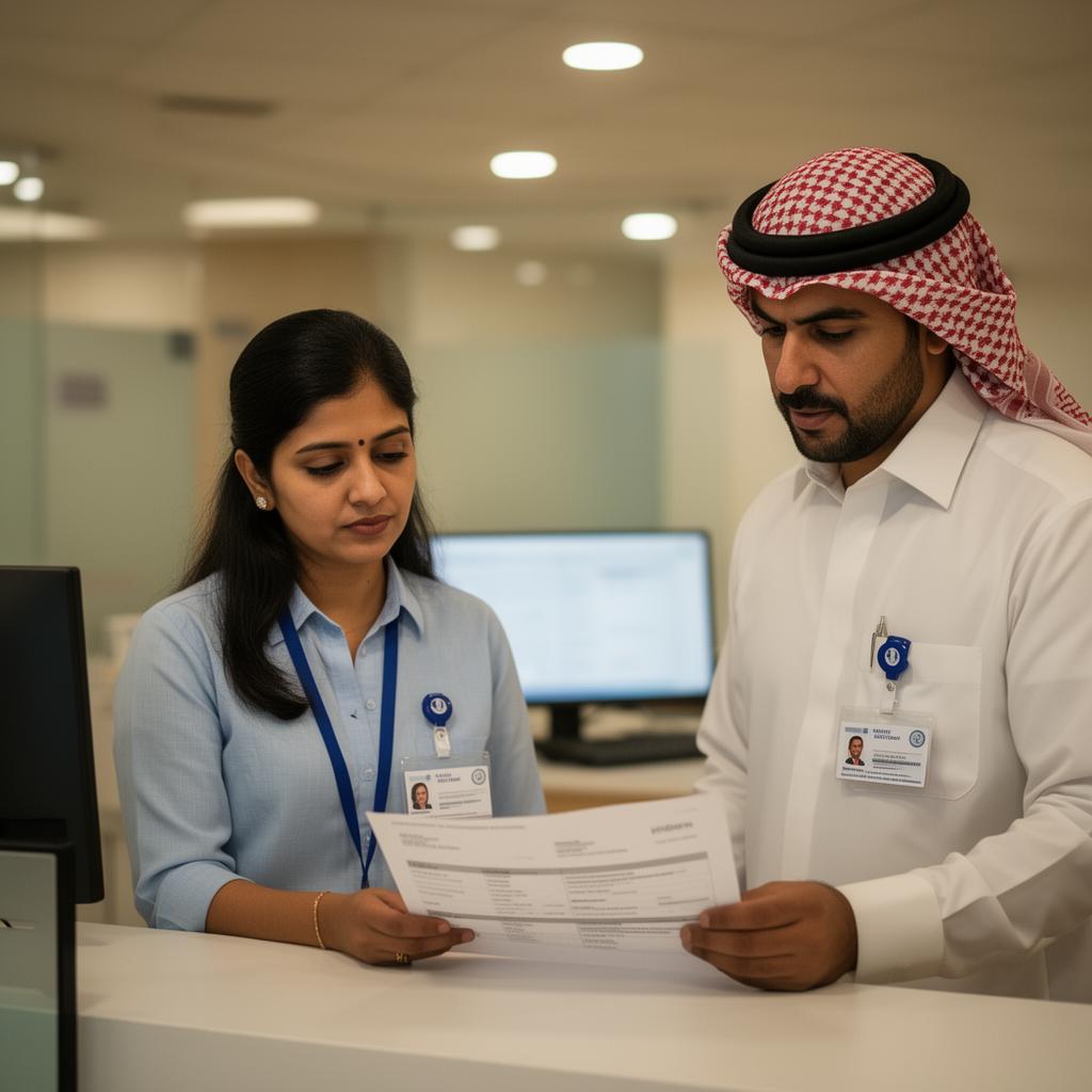 Modern hospital finance office with digital revenue dashboards showing upward trends
